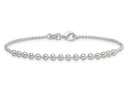 Sterling Silver Polished Center Beaded 7. Necklace