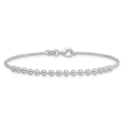 Sterling Silver Polished Center Beaded Necklace