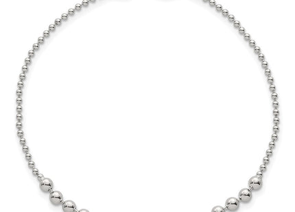 Sterling Silver Polished Center Beaded 7. Necklace