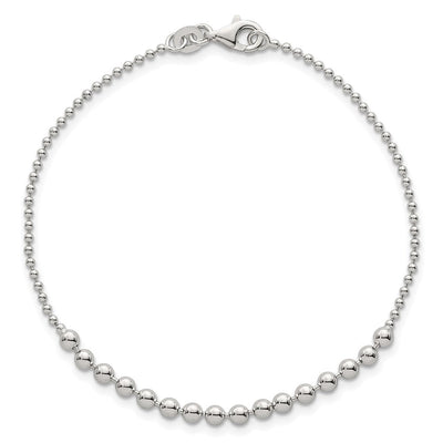 Sterling Silver Polished Center Beaded Necklace