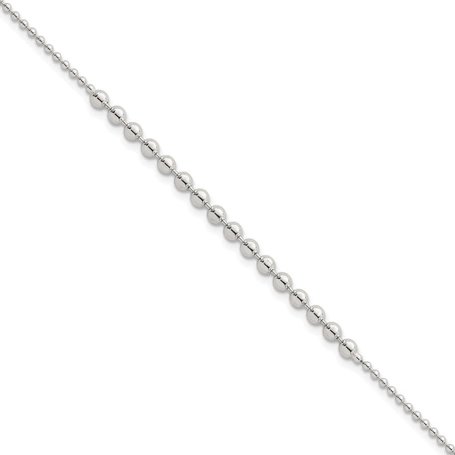 Sterling Silver Polished Center Beaded 7. Necklace