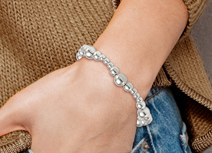 Sterling Silver Polished and Multi-Size Beads, 7.5 x 8mm