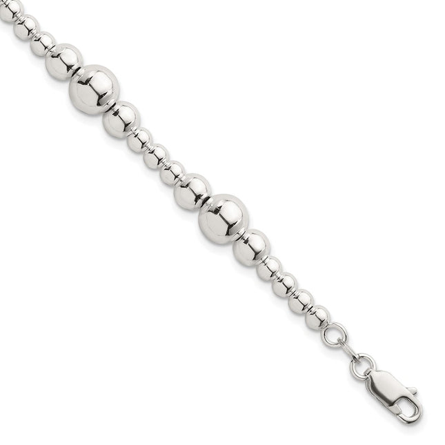 Sterling Silver Polished and Multi-Size Beads, 17 x 8mm