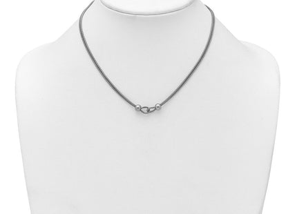 Sterling Silver Rhodium-plated Polished Beads Double Strand Mesh with Extender Necklace (Style QG6945-16)