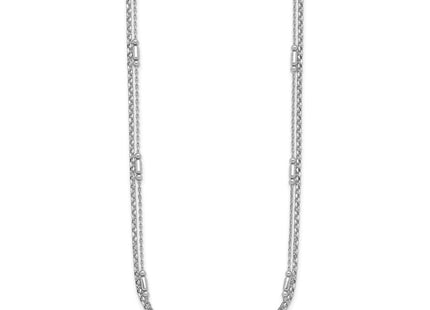 Sterling Silver Rhodium-plated Polished 2-strand with extender Necklace (Style QG6947-16)