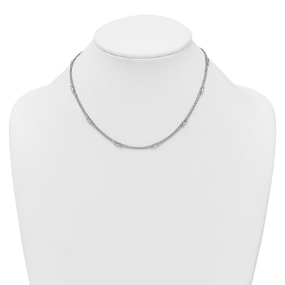 Sterling Silver Rhodium-plated Polished 2-strand with extender Necklace