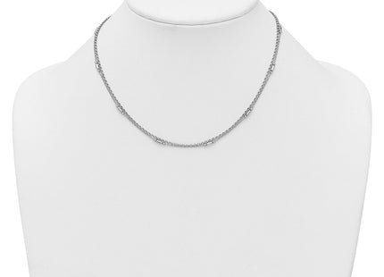 Sterling Silver Rhodium-plated Polished 2-strand with extender Necklace (Style QG6947-16)