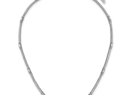 Sterling Silver Rhodium-plated Polished 2-strand with extender Necklace (Style QG6947-16)