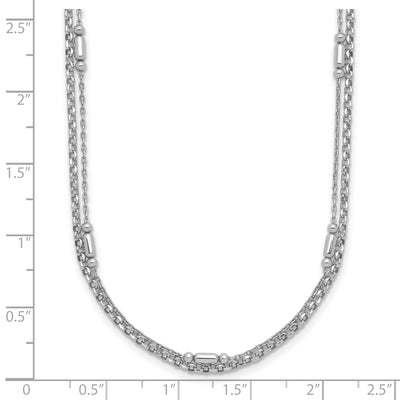 Sterling Silver Rhodium-plated Polished 2-strand with extender Necklace