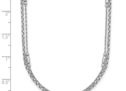 Sterling Silver Rhodium-plated Polished 2-strand with extender Necklace (Style QG6947-16)