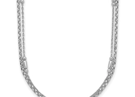 Sterling Silver Rhodium-plated Polished 2-strand with extender Necklace (Style QG6947-16)