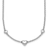 Sterling Silver Rhodium-plated Polished Three Puffed Hearts with Extender Necklace