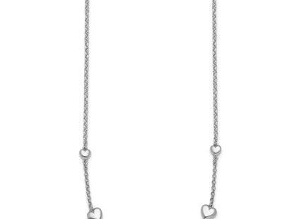 Sterling Silver Rhodium-plated Polished Five Puffed Hearts with Extender Necklace (Style QG6951-16)