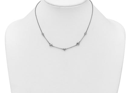 Sterling Silver Rhodium-plated Polished Five Puffed Hearts with Extender Necklace (Style QG6951-16)