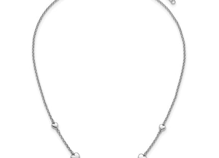 Sterling Silver Rhodium-plated Polished Five Puffed Hearts with Extender Necklace (Style QG6951-16)