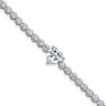 Sterling Silver Rhodium-plated Polished Round and Heart CZ 7. Bracelet