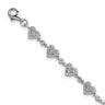 Sterling Silver Rhodium-plated Polished Pave CZ Hearts with Extension Bracelet