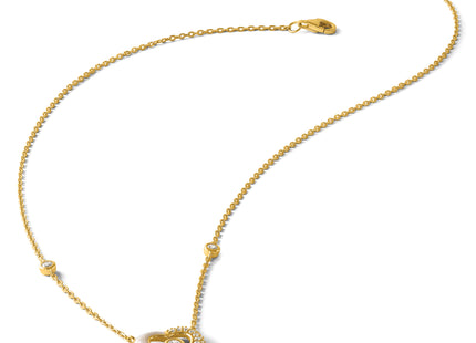 Sterling Silver Gold-tone Polished CZ and Champagne Enamel Open Heart with Extension Necklace