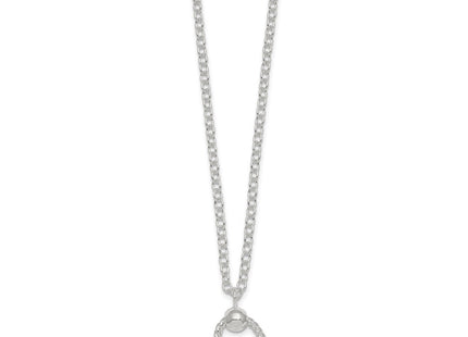 Sterling Silver Polished and Twisted Heart Cable Chain Necklace (Style QG6961-18)