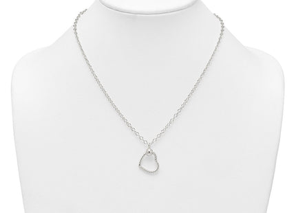 Sterling Silver Polished and Twisted Heart Cable Chain Necklace (Style QG6961-18)