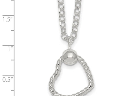 Sterling Silver Polished and Twisted Heart Cable Chain Necklace (Style QG6961-18)