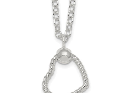 Sterling Silver Polished and Twisted Heart Cable Chain Necklace (Style QG6961-18)