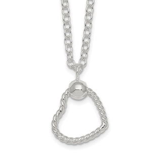Sterling Silver Polished and Twisted Heart Cable Chain Necklace (Style QG6961-18)