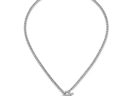 Sterling Silver Rhodium-plated CZ with extender Lock Pendant Toggle Necklace (Style QG6965-16)