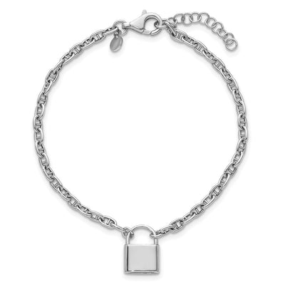 Sterling Silver Rhodium-plated with extender Lock Bracelet