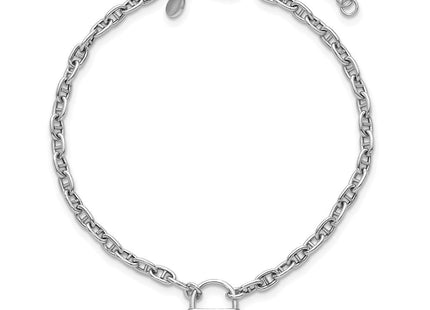 Sterling Silver Rhodium-plated with extender Lock Necklace