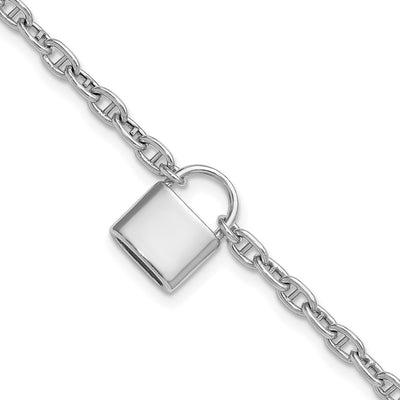 Sterling Silver Rhodium-plated with extender Lock Bracelet