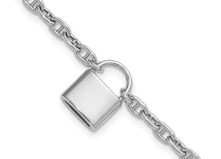 Sterling Silver Rhodium-plated with extender Lock Necklace