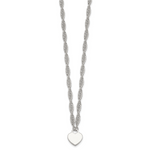 Sterling Silver Polished Fancy Engravable Heart Disc on Rope Chain with Extension Necklace view
