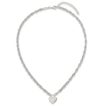 Sterling Silver Polished Fancy Engravable Heart Disc on Rope Chain with Extension Necklace view