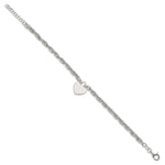 Sterling Silver Polished Fancy Engravable Heart Disc on Rope Chain with Extension Necklace view