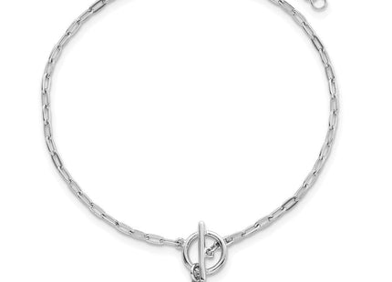 Sterling Silver Rhodium-plated Polished Butterfly Dangle Paperclip Link 6. with Extension Necklace