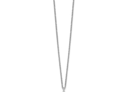 Sterling Silver Rhodium-plated CZ Oval with Butterfly with 1. Extension Necklace (Style QG6973-16)