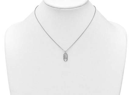 Sterling Silver Rhodium-plated CZ Oval with Butterfly with 1. Extension Necklace (Style QG6973-16)