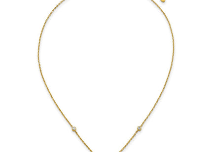 Sterling Silver Gold-tone CZ and Champagne Enamel Square with 1. Extension Necklace (Style QG6978GP-16)