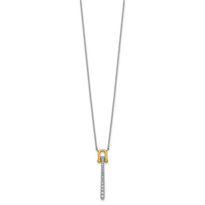 Sterling Silver Gold-tone CZ Polished with Extension Necklace