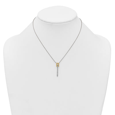 Sterling Silver Gold-tone CZ Polished with Extension Necklace