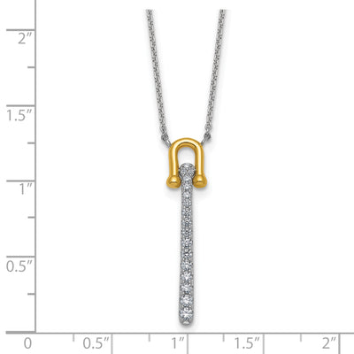 Sterling Silver Gold-tone CZ Polished with Extension Necklace