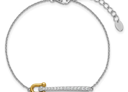 Sterling Silver Gold-tone CZ Polished 6. with Extension Necklace