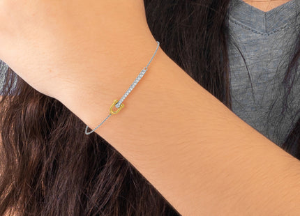 Sterling Silver Gold-tone CZ Polished 6. with Extension Bracelet