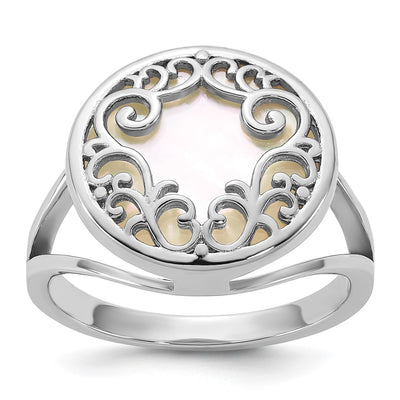 Sterling silver mother of pearl mother ring