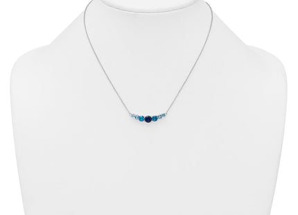 Sterling Silver Rhodium-plated Polished Lab Created Spinel/Lab Created Aquamarine/CZ with Extension Necklace (Style QG6987-16)