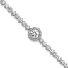 Sterling Silver Rhodium-plated Polished Round CZ Halo 7. Bracelet