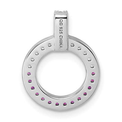 Sterling Silver Rhodium-plated White and Red CZ Open Circle Pendant