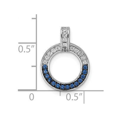 Sterling Silver White and Black Rhodium-plated White and Blue CZ Open Circle Pendant