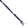 Sterling Silver Rhodium-plated Polished Round Blue and White CZ Bracelet